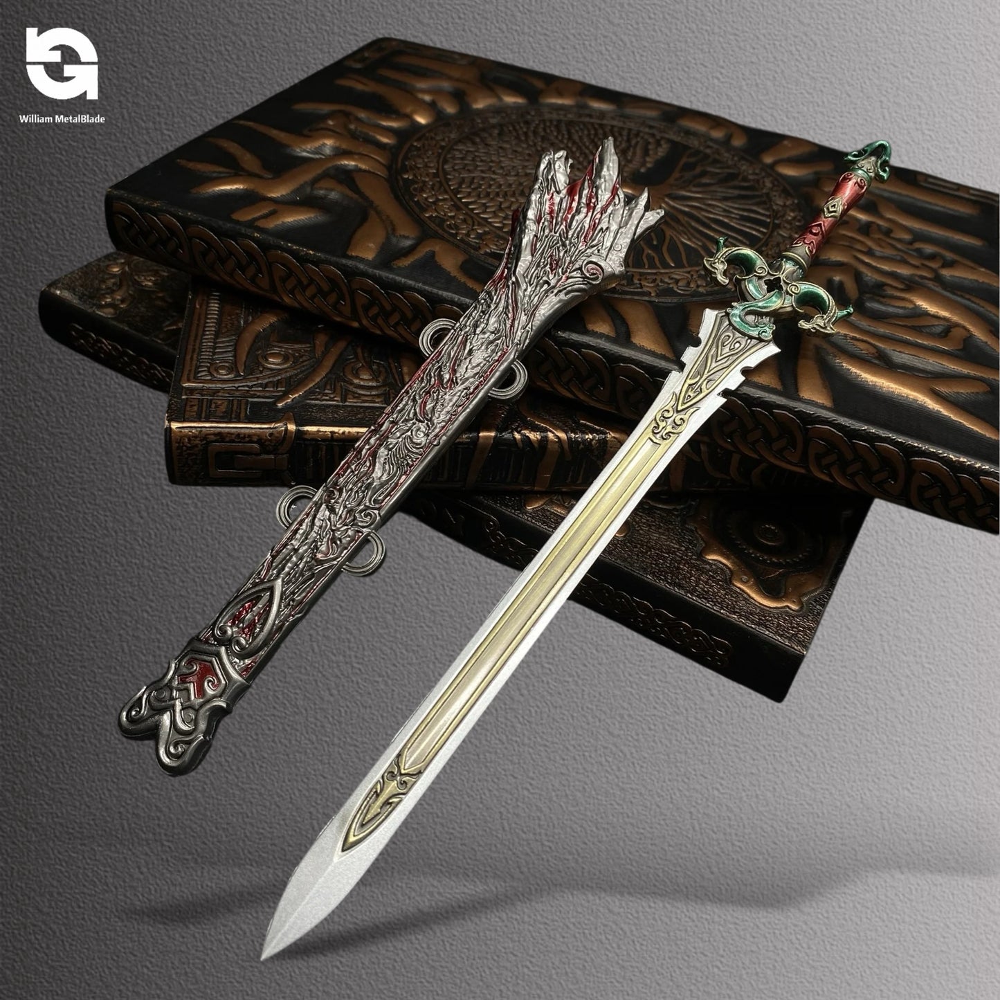 22CM/8.7" NB Game Red Sky Sword Metal Display Art