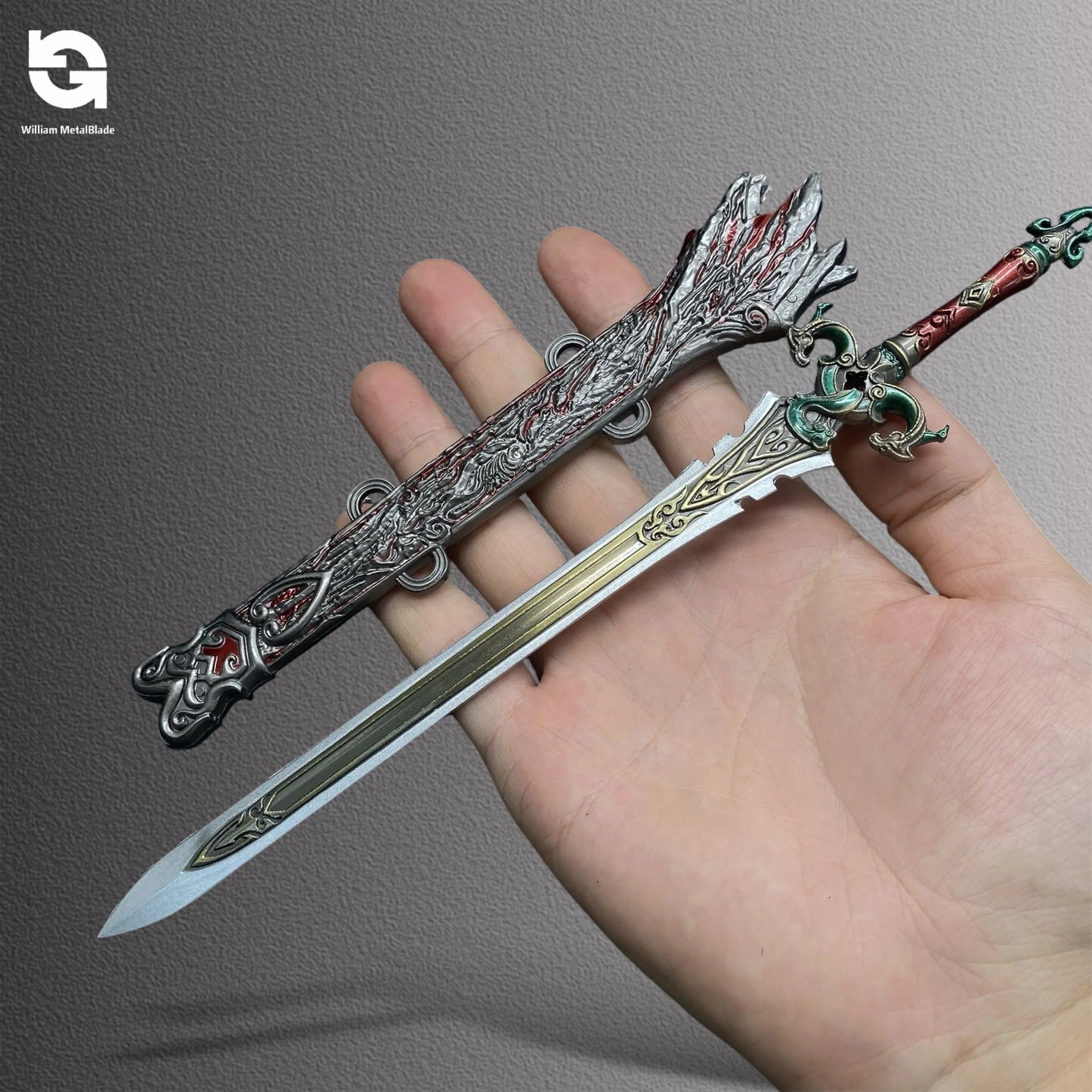 22CM/8.7" NB Game Red Sky Sword Metal Display Art