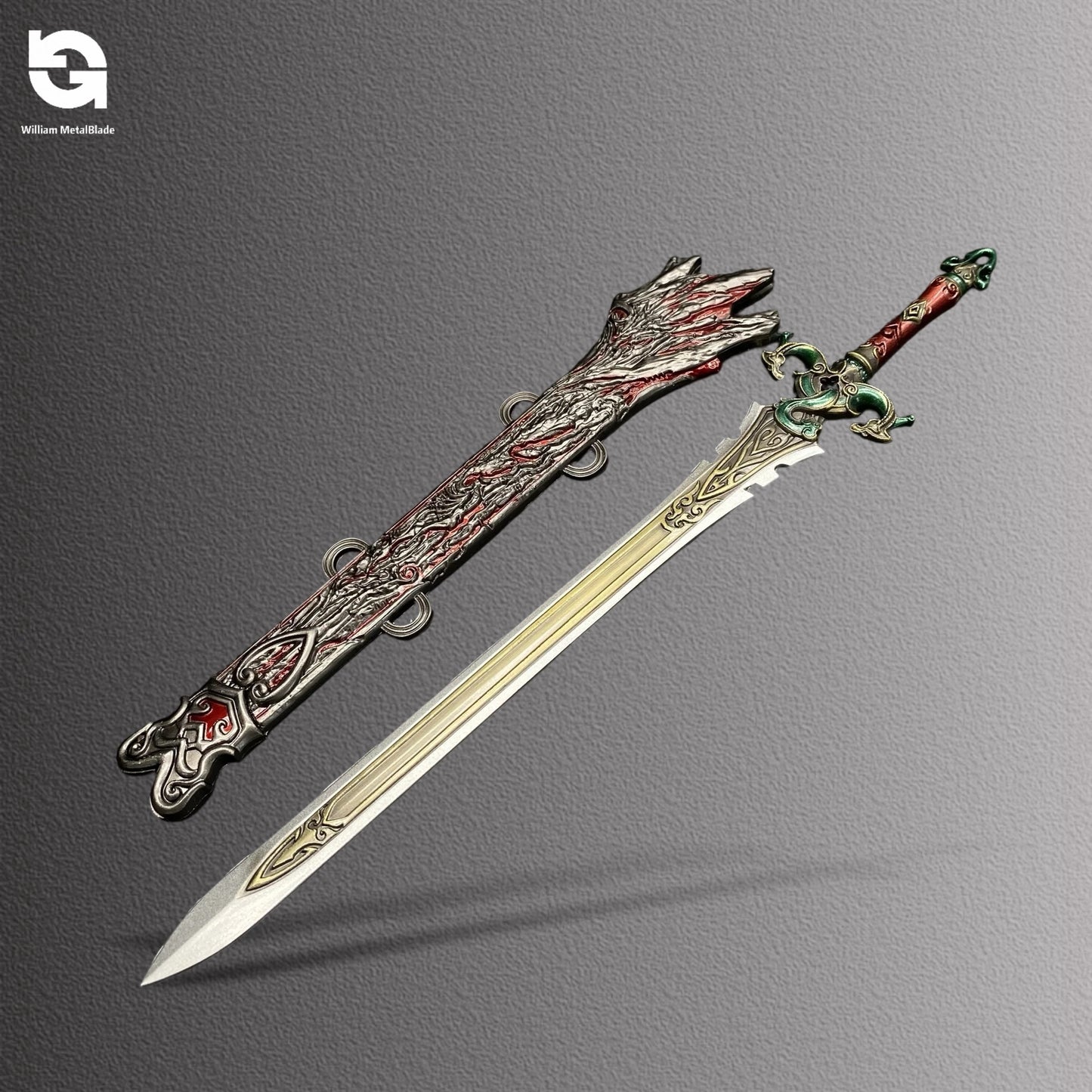 22CM/8.7" NB Game Red Sky Sword Metal Display Art