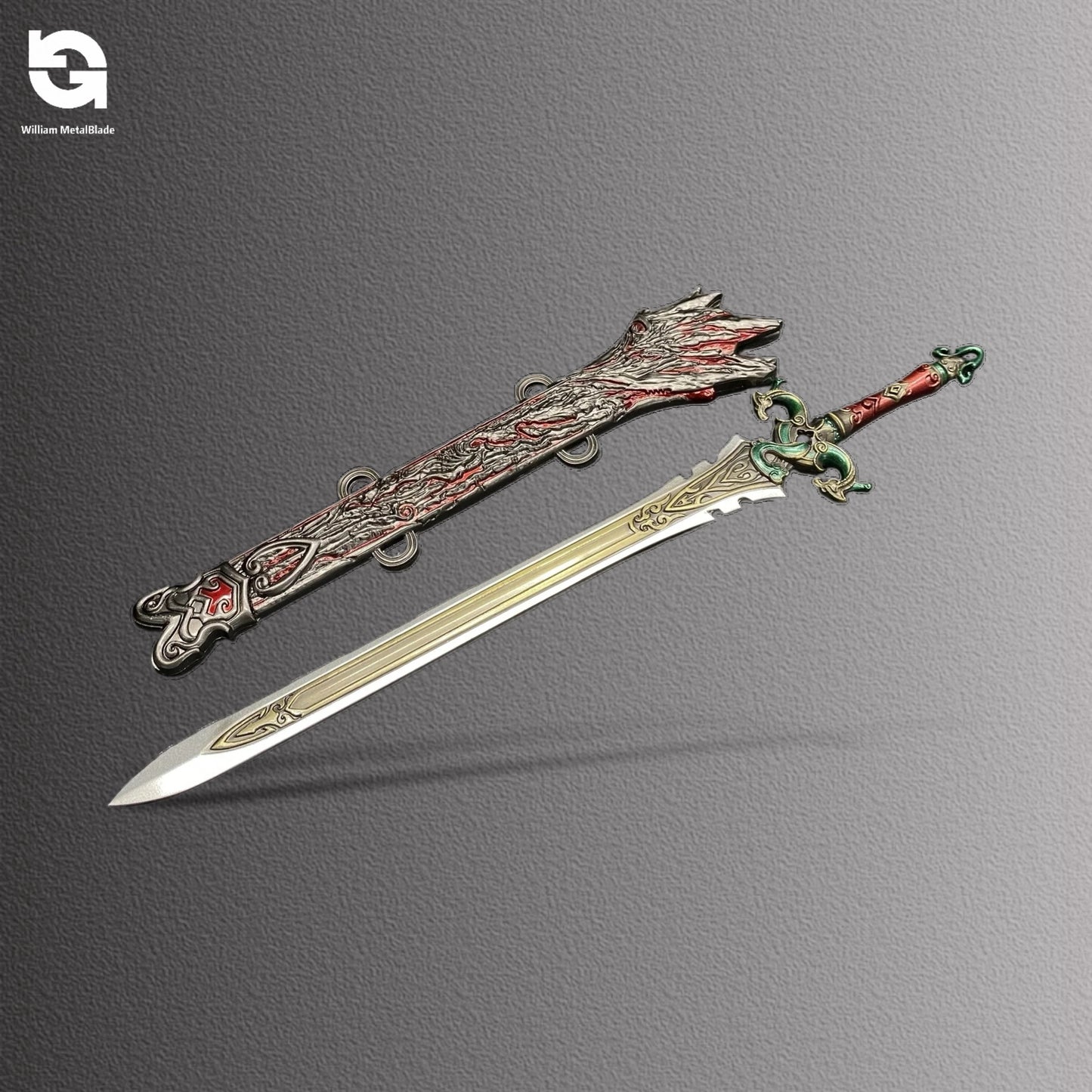 22CM/8.7" NB Game Red Sky Sword Metal Display Art