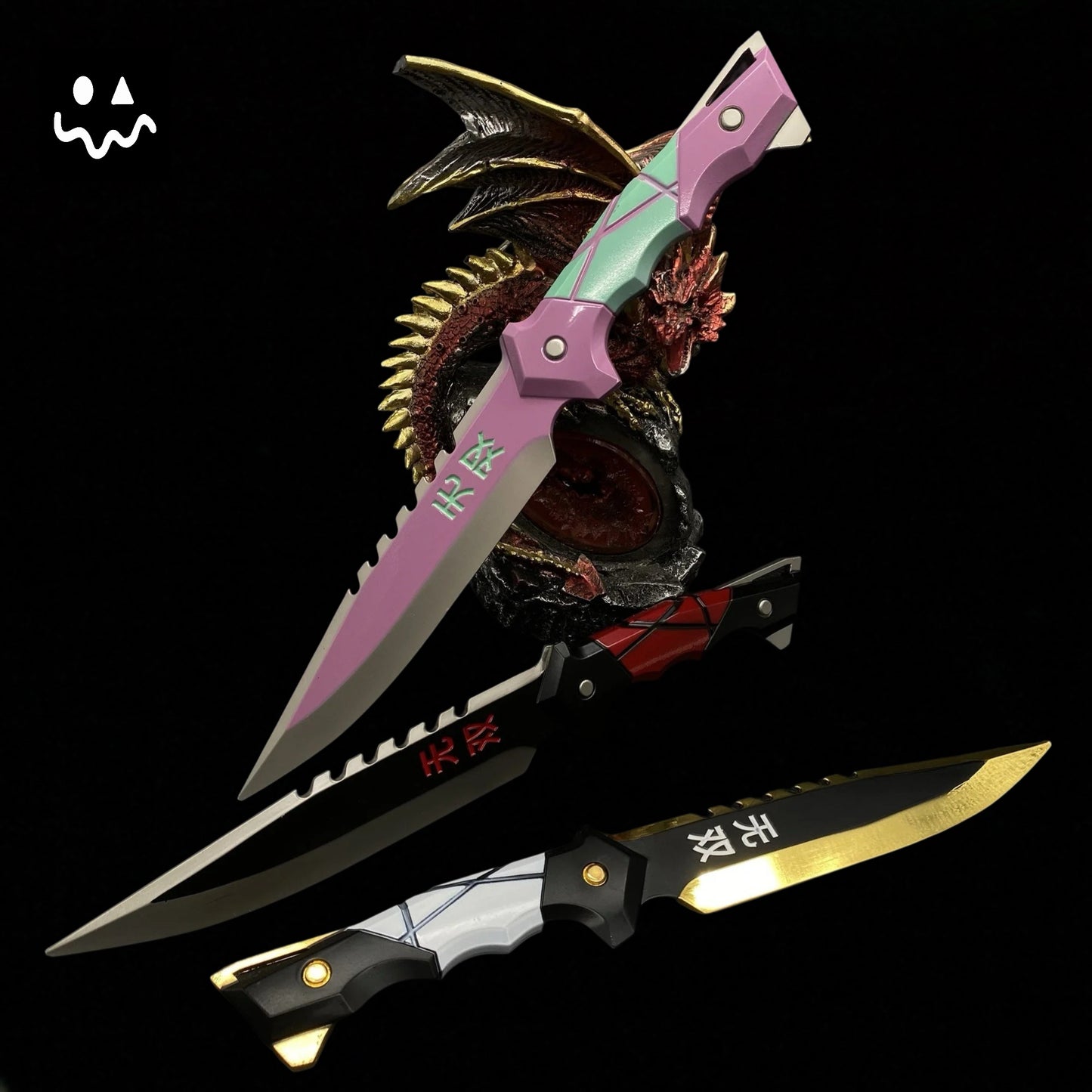 28CM/11" Metal Ego Knife Metal Melee Weapon Game Prop 3 Colors