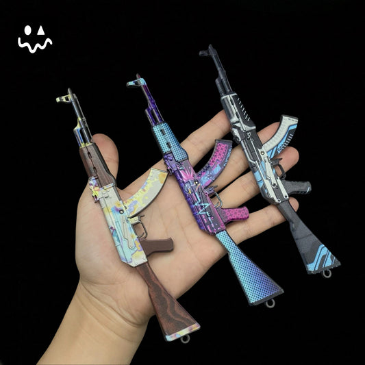 AK-47 Neon Rider Case Hardened And Vulcan Skin Gun Model  3 In 1 Pack