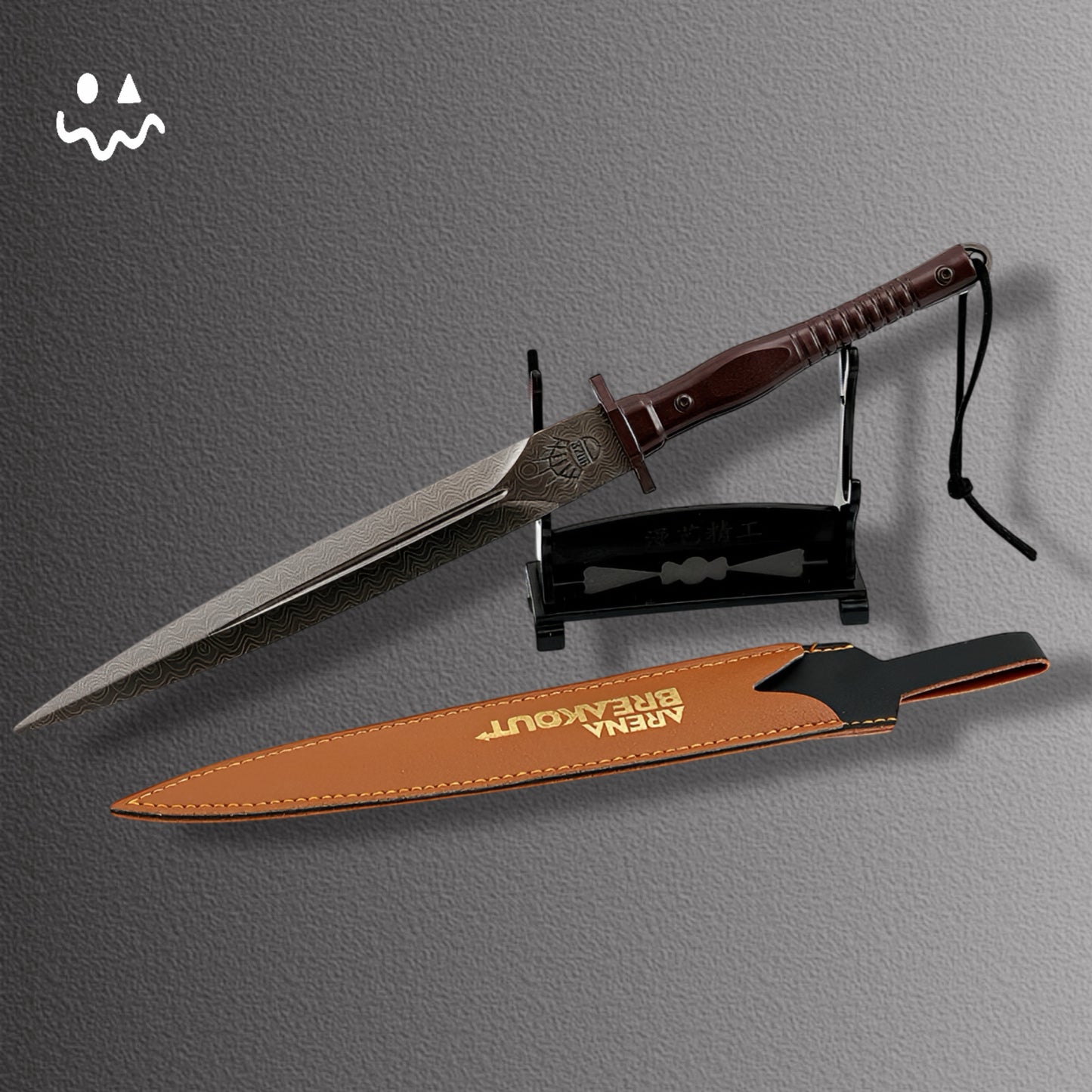 30CM/11.8" Arena Breakout Weapon Damascus Assault Dagger Small Metal Replica