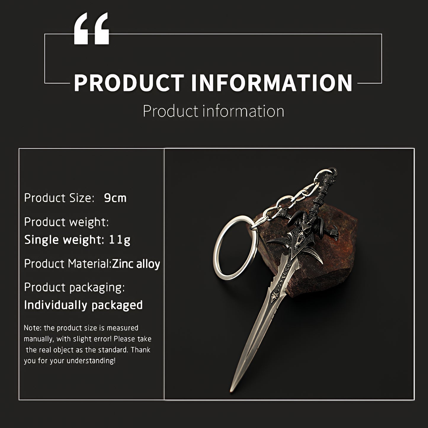 WOW Mini Frostmourne Metal Weapons Keychain Pendant