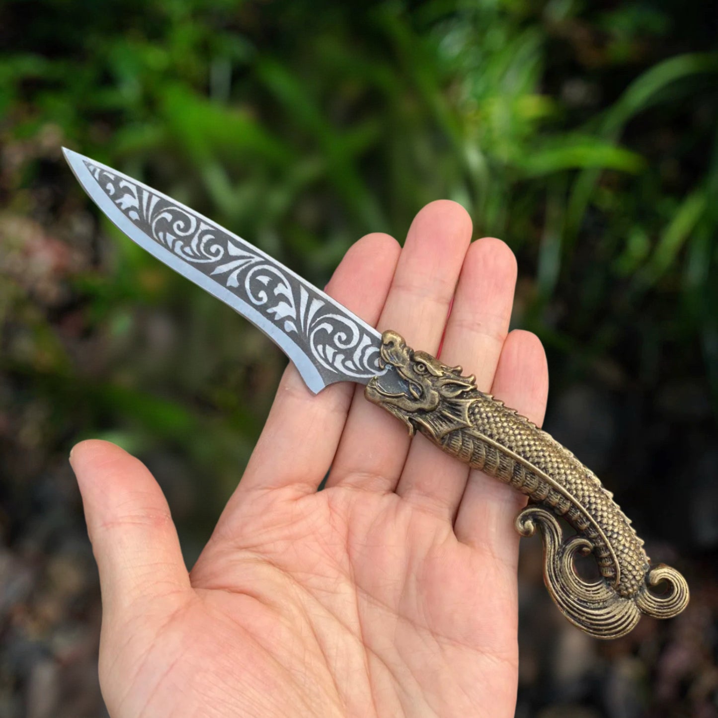 Brass Dragon Tea Knife Hand Forged Short Sword Letter Opener