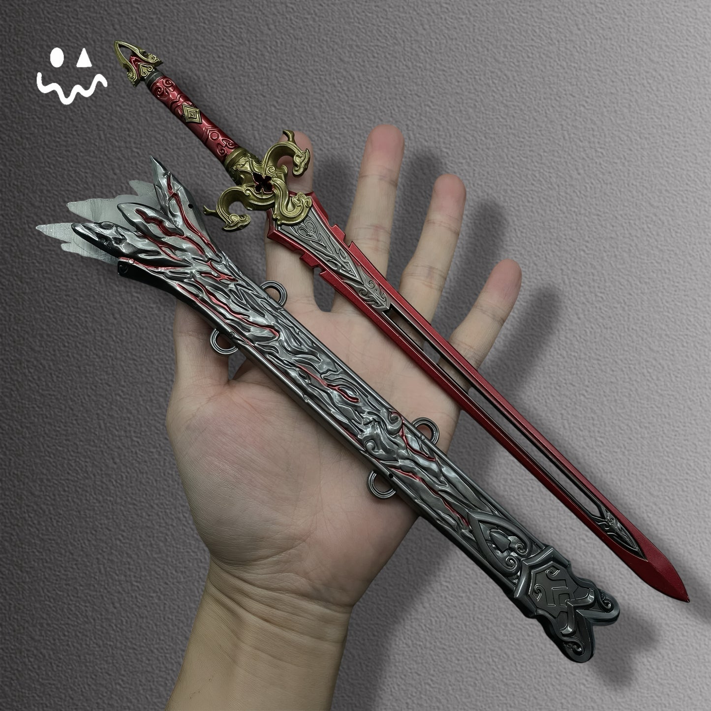 30CM/11.8" NB Game 30CM Red Sky Sword Metal Display Art