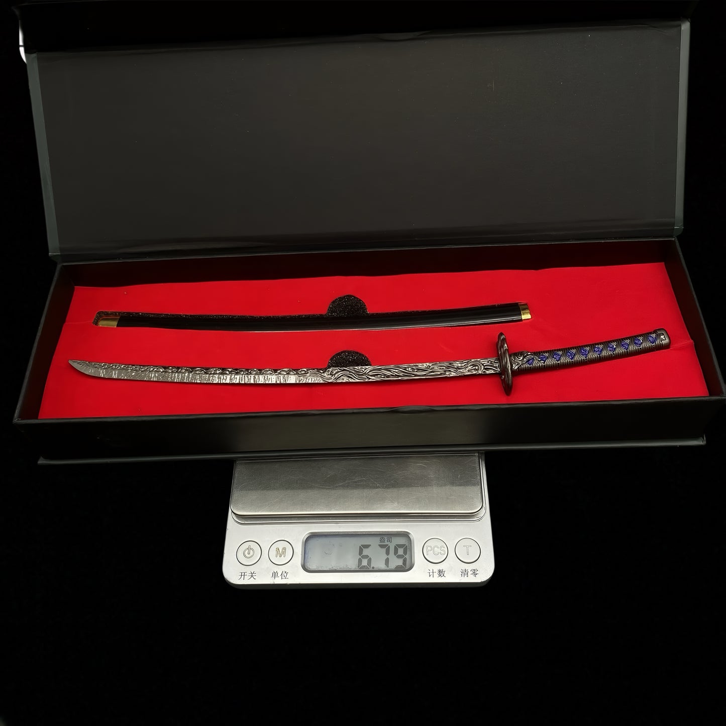 ER Star-Lined Katana Metal Replica Miniature With Gift Box