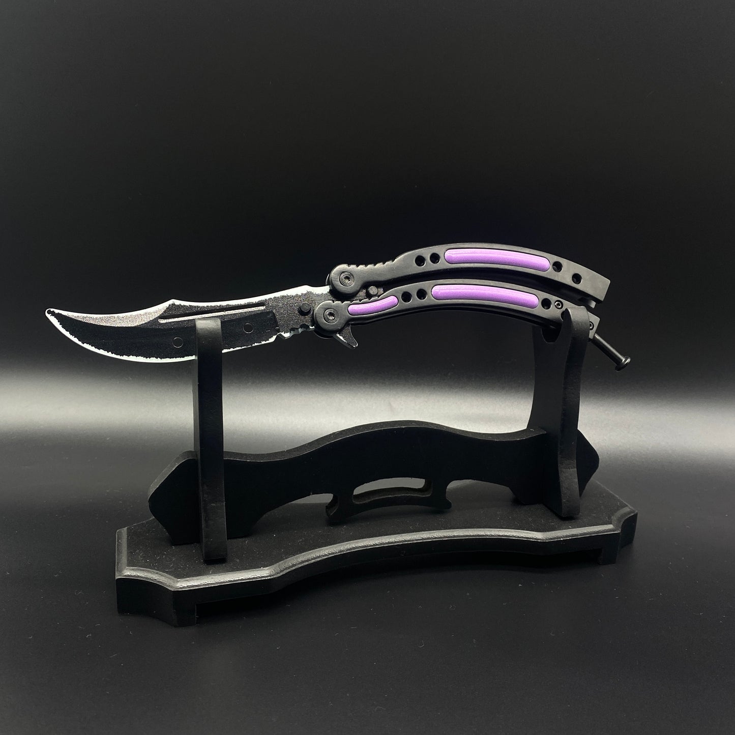 CSGO Ultraviolet Knife Balisong Blunt Blade Trainer Metal Replica