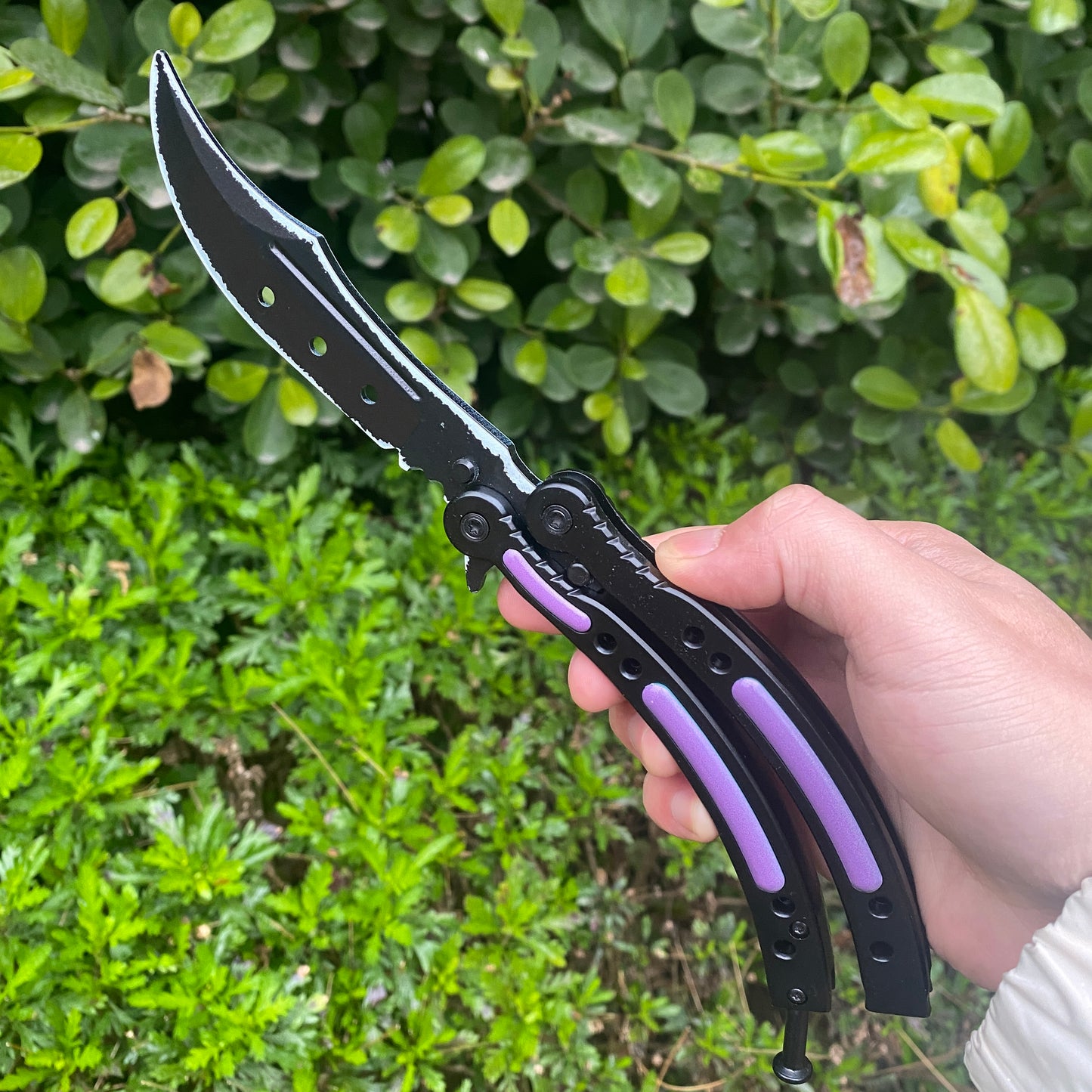 CSGO Ultraviolet Knife Balisong Blunt Blade Trainer Metal Replica