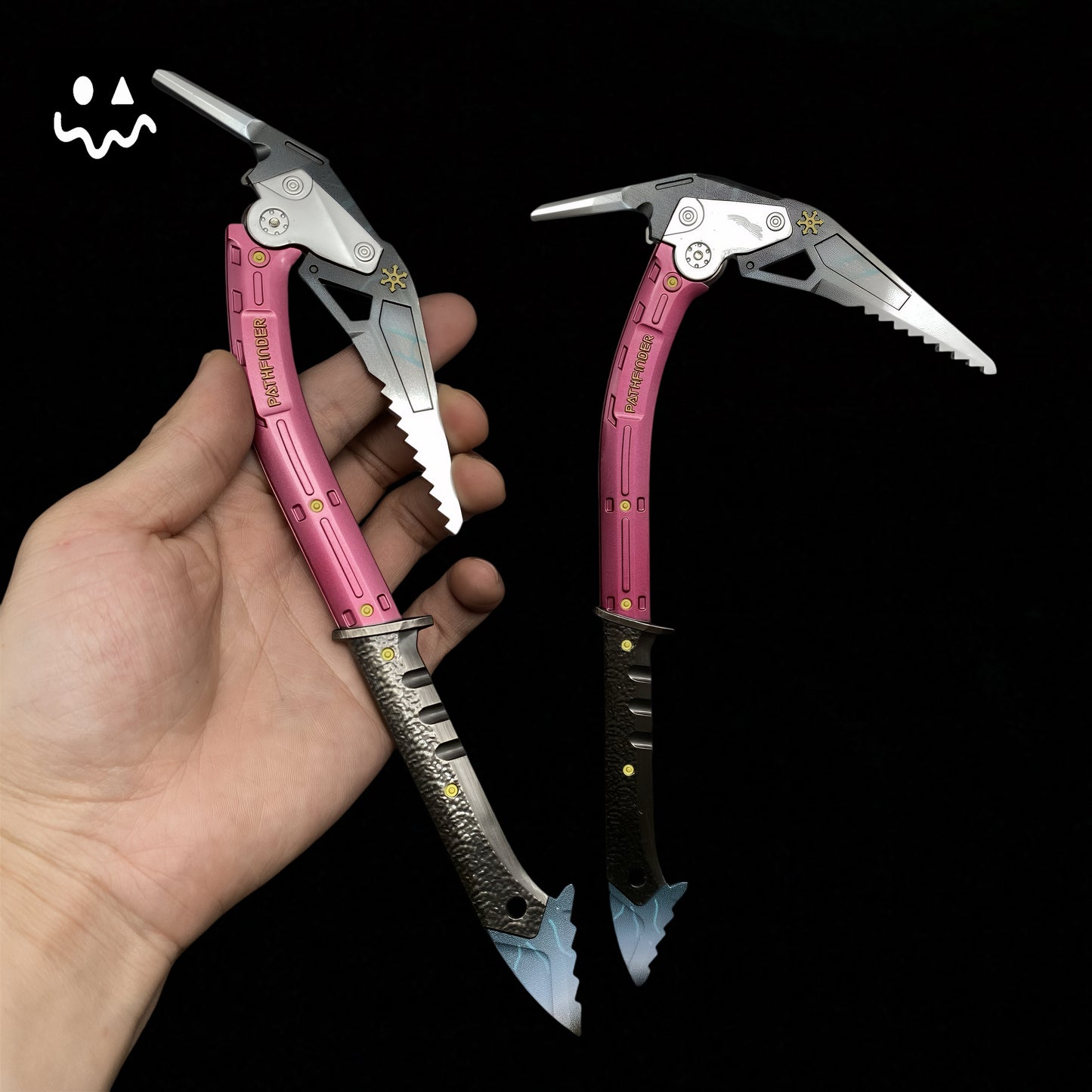 Hot Game AB Winter Ice Pickaxe Foldable Sickle Metal Replica A Pair