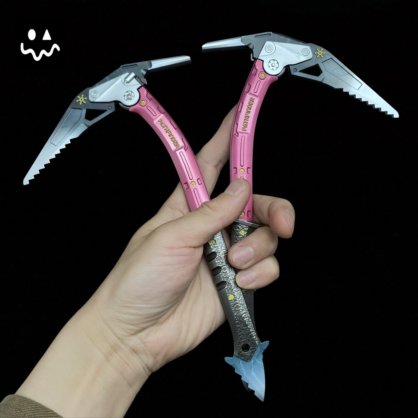 Hot Game AB Winter Ice Pickaxe Foldable Sickle Metal Replica A Pair