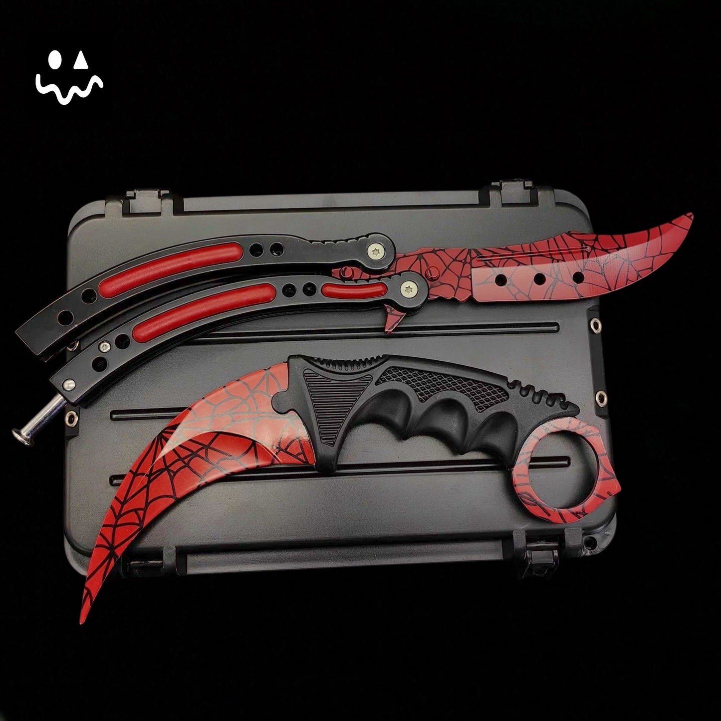 CS Balisong & Karambit Blunt Blade Trainer Metal Replica Black Gift Box