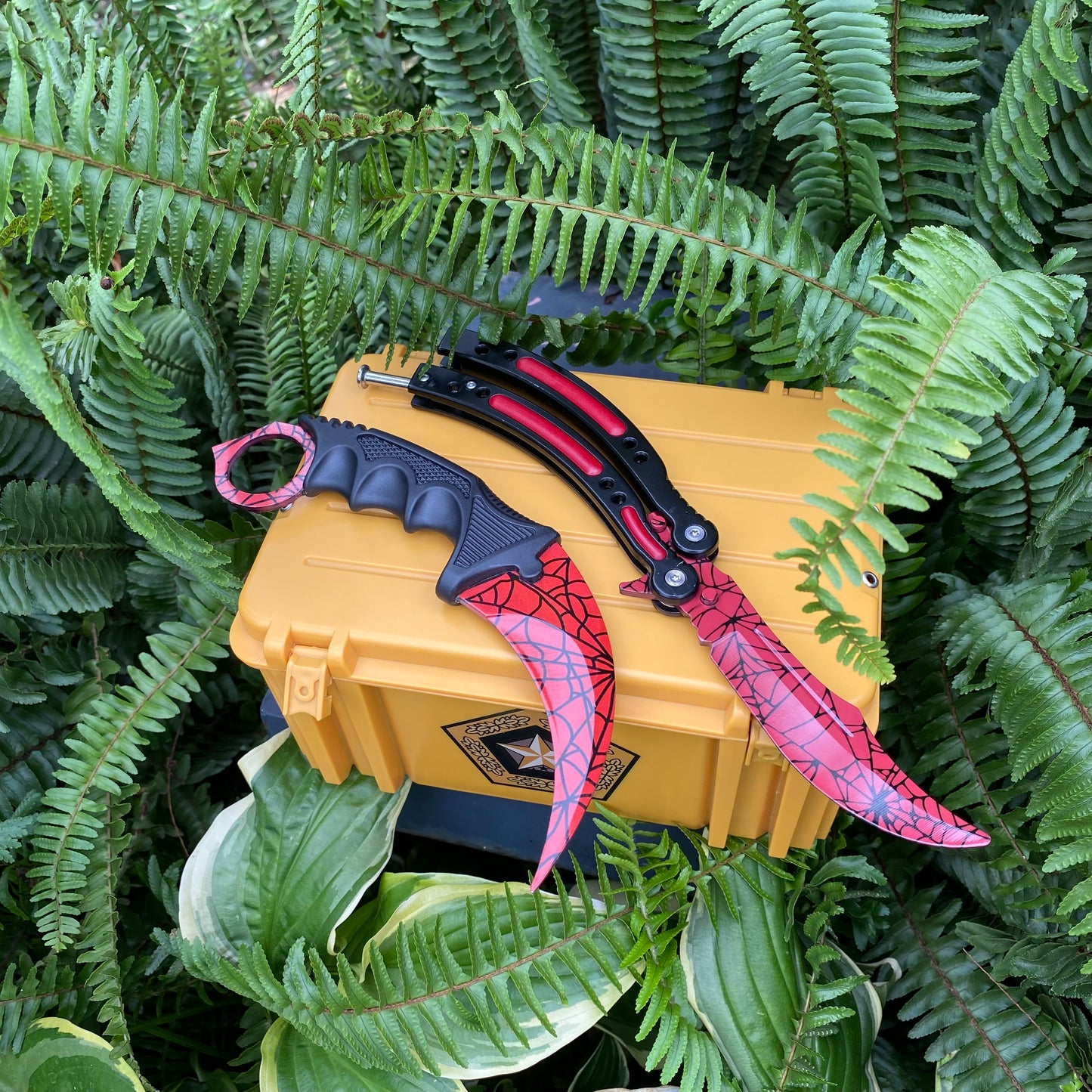 Crimson Web Butterfly Trainer Blunt Blade & karambit 2 in 1 Pack Gift Box