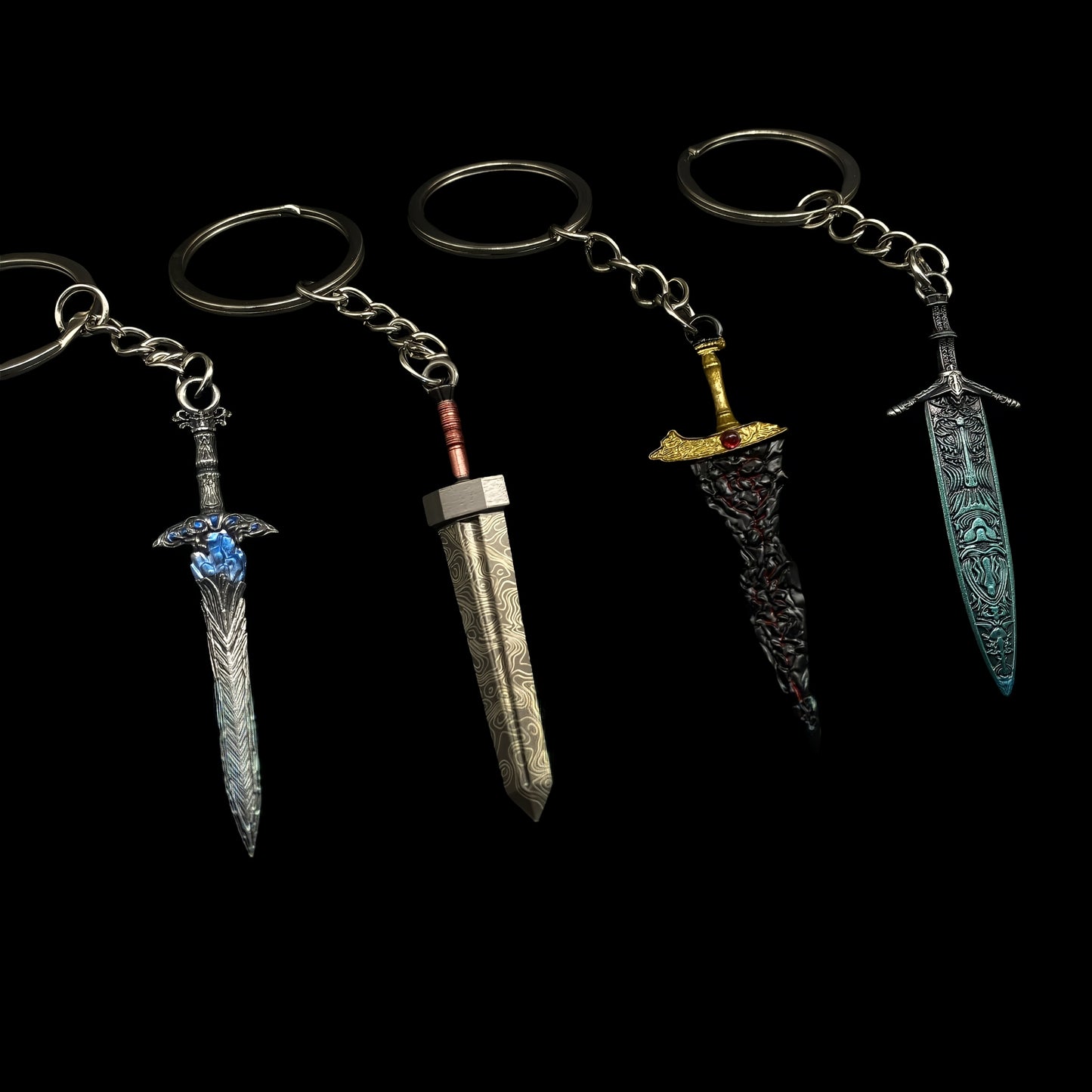 ER Game Sword Keychain 4 In 1 Pack Backpack Decor