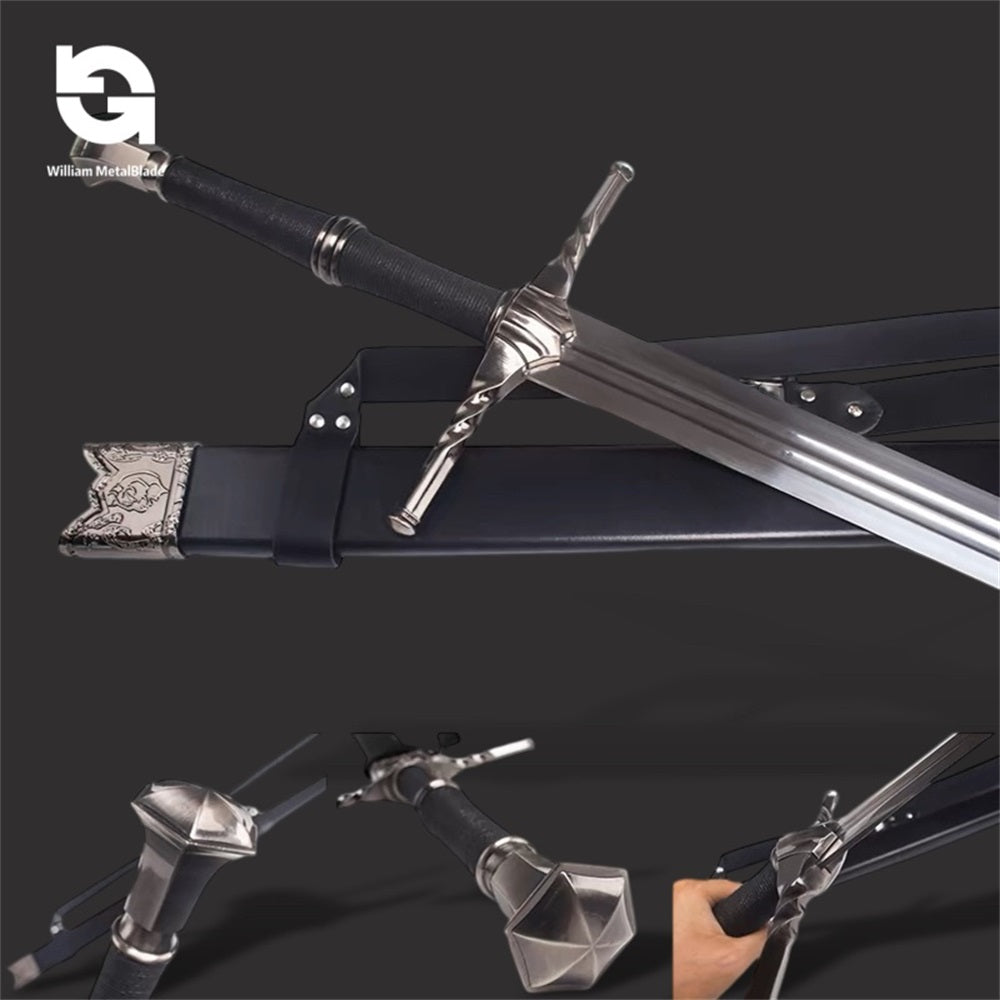 1:1 Life Size Geralt of Rivia's Aerondight Silver  Blunt Sword Replica 129CM/50.8"