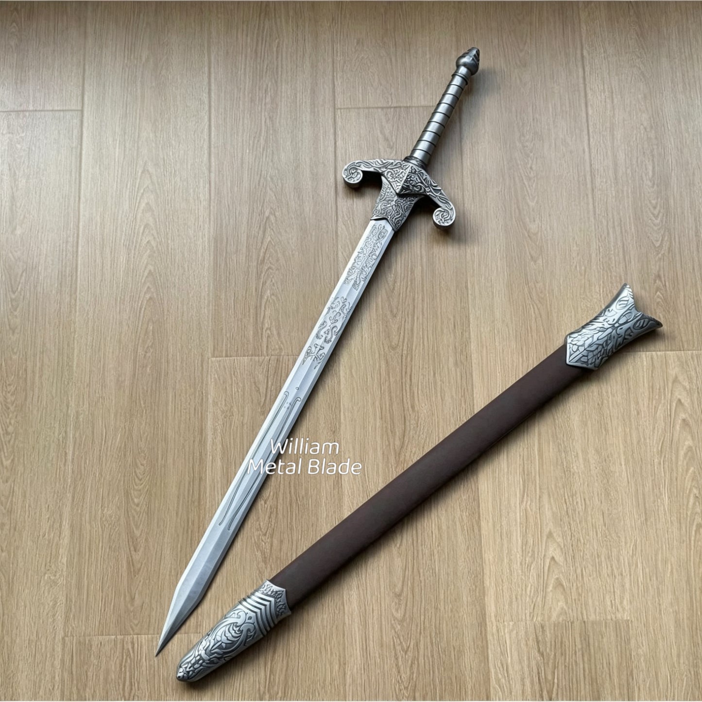 112CM/44.1" Oblivion Remastered Game Silver Longsword Blunt Metal Replica