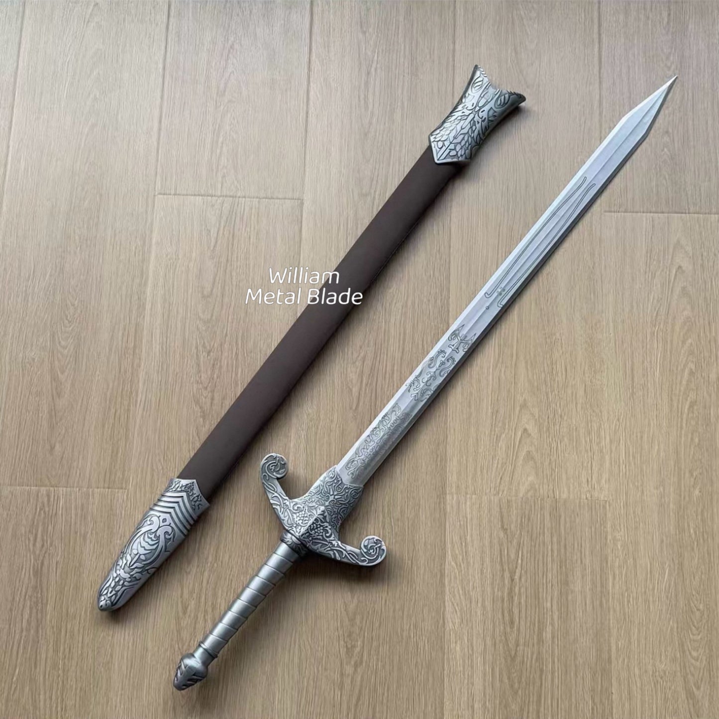 112CM/44.1" Oblivion Remastered Game Silver Longsword Blunt Metal Replica