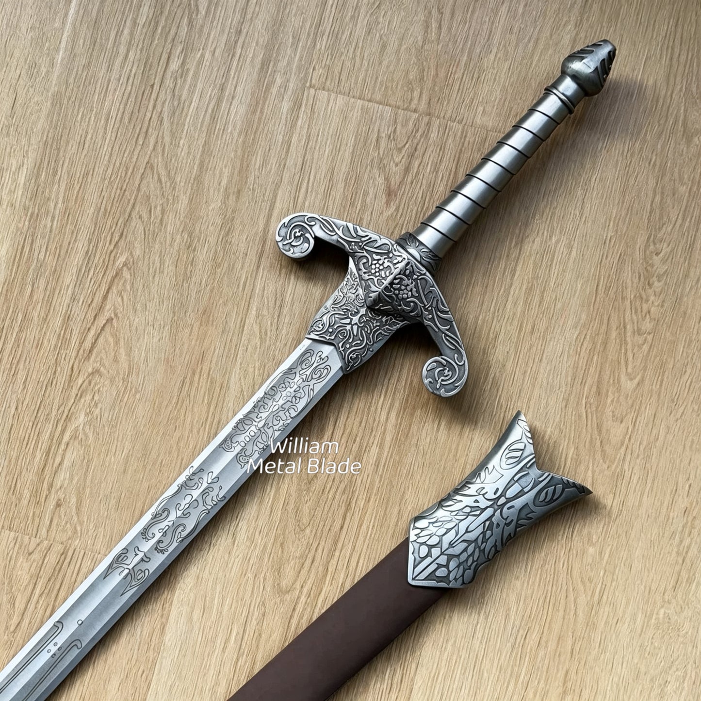 112CM/44.1" Oblivion Remastered Game Silver Longsword Blunt Metal Replica