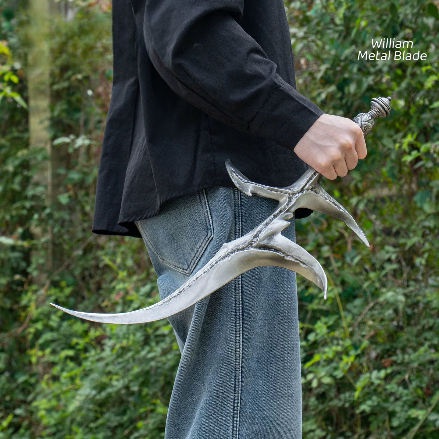 58CM/22.8" Elden Ring Black Knife Aluminum Alloy one-piece molding Replica