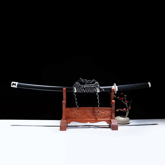 Chinese Longquan Sword Pattern Steel Blunt Blade Katana Decoration