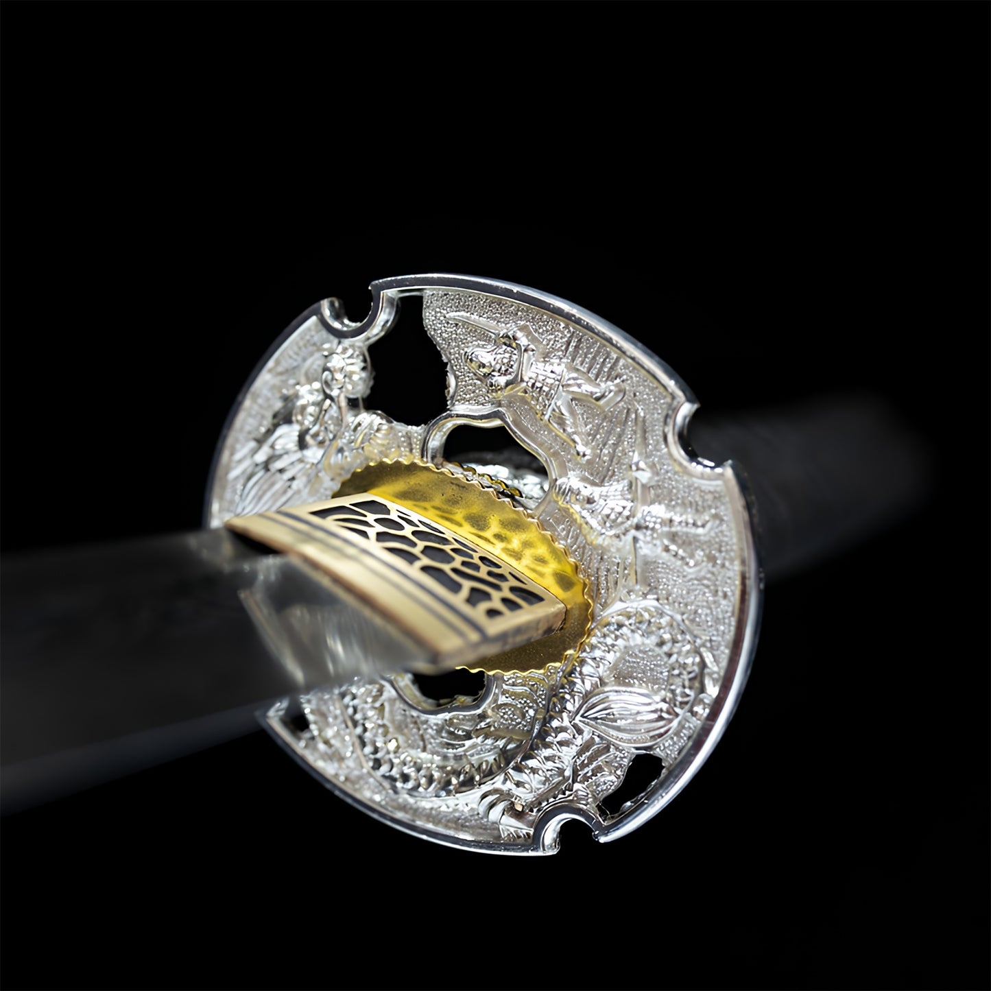 Chinese Longquan Sword Pattern Steel Blunt Blade Katana Decoration