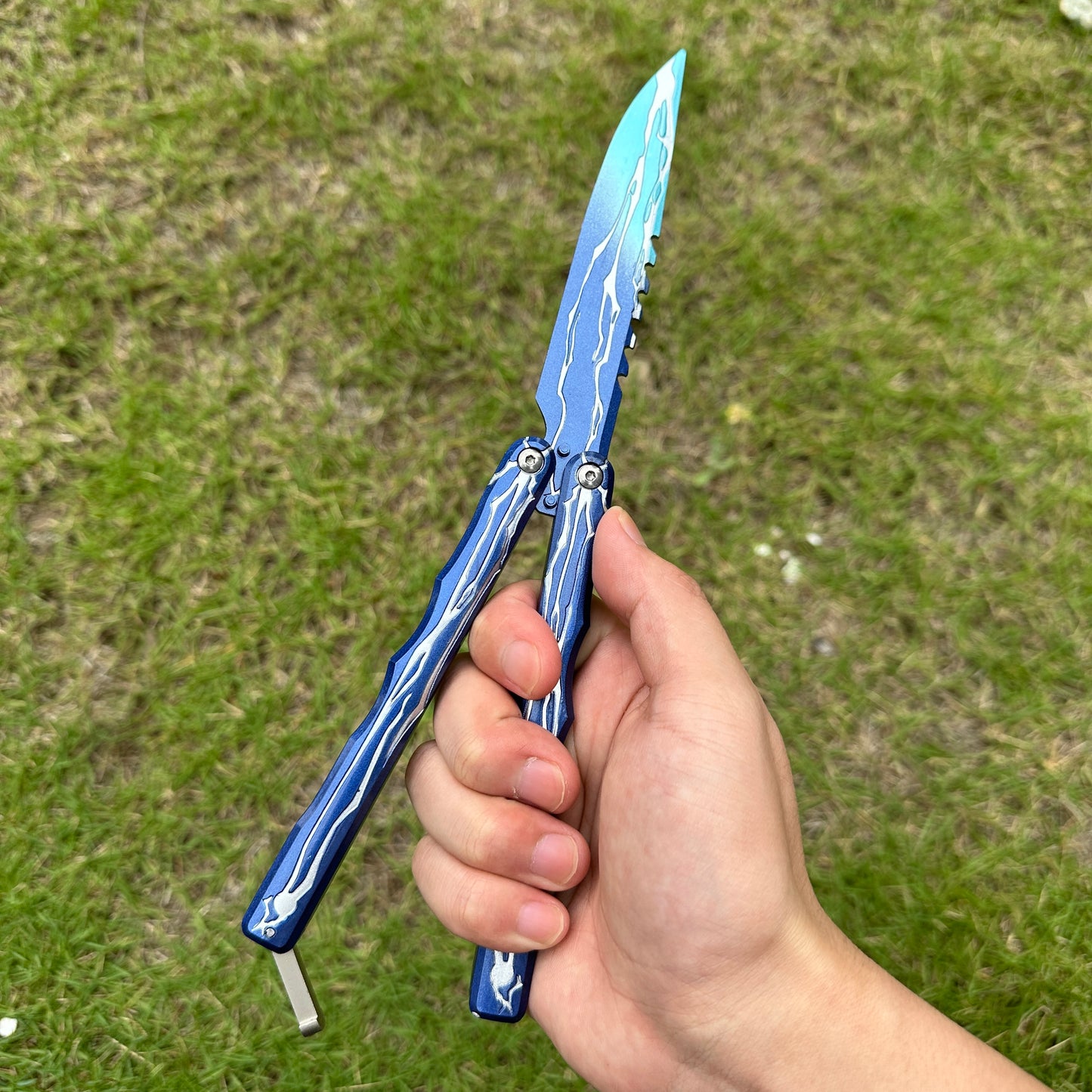 24CM/9.5 Metal Smite Knife Balisong Blunt Blade Butterfly Trainer