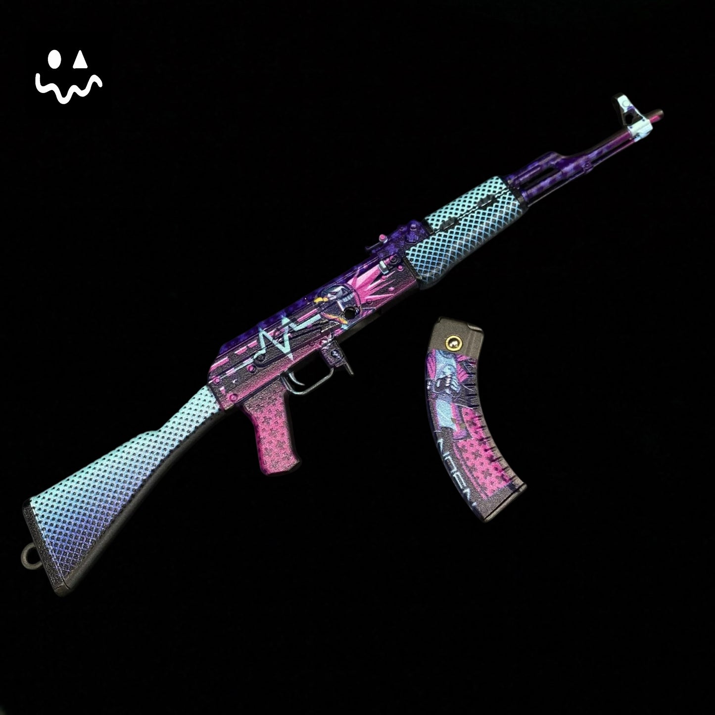 AK-47 Neon Rider Case Hardened And Vulcan Skin Gun Model  3 In 1 Pack