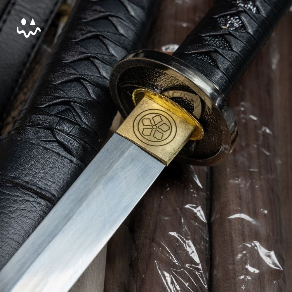 103cm/40.1" Handmade Black Katana Samurai Sword Manganese Steel Blunt Blade
