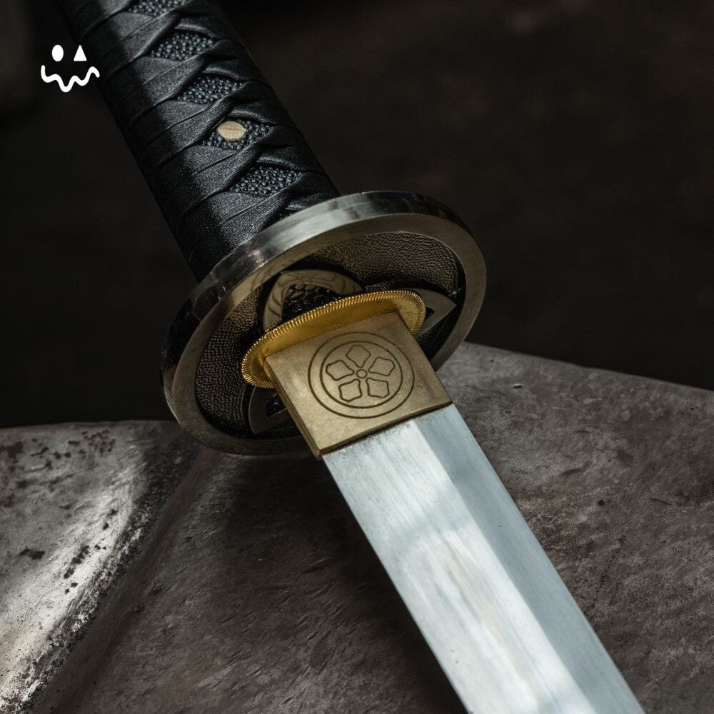 103cm/40.1" Handmade Black Katana Samurai Sword Manganese Steel Blunt Blade