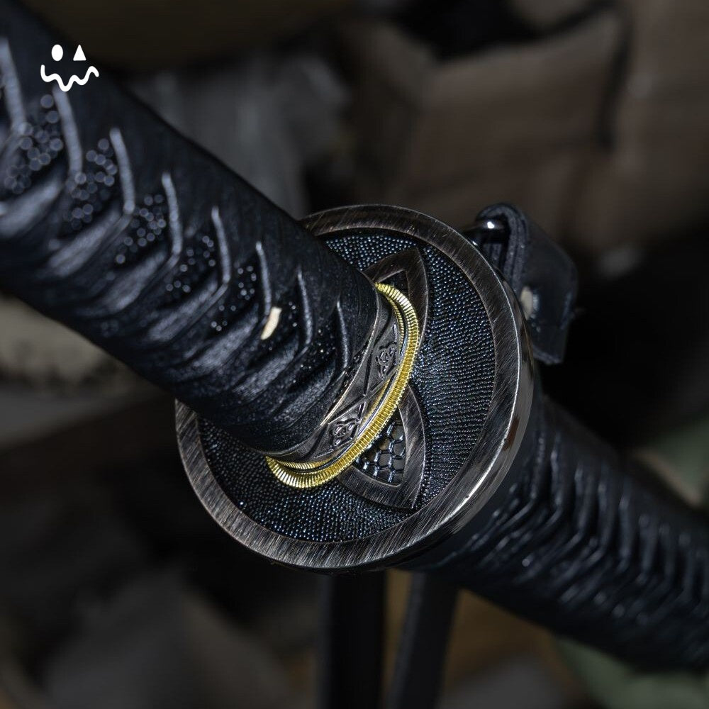 103cm/40.1" Handmade Black Katana Samurai Sword Manganese Steel Blunt Blade