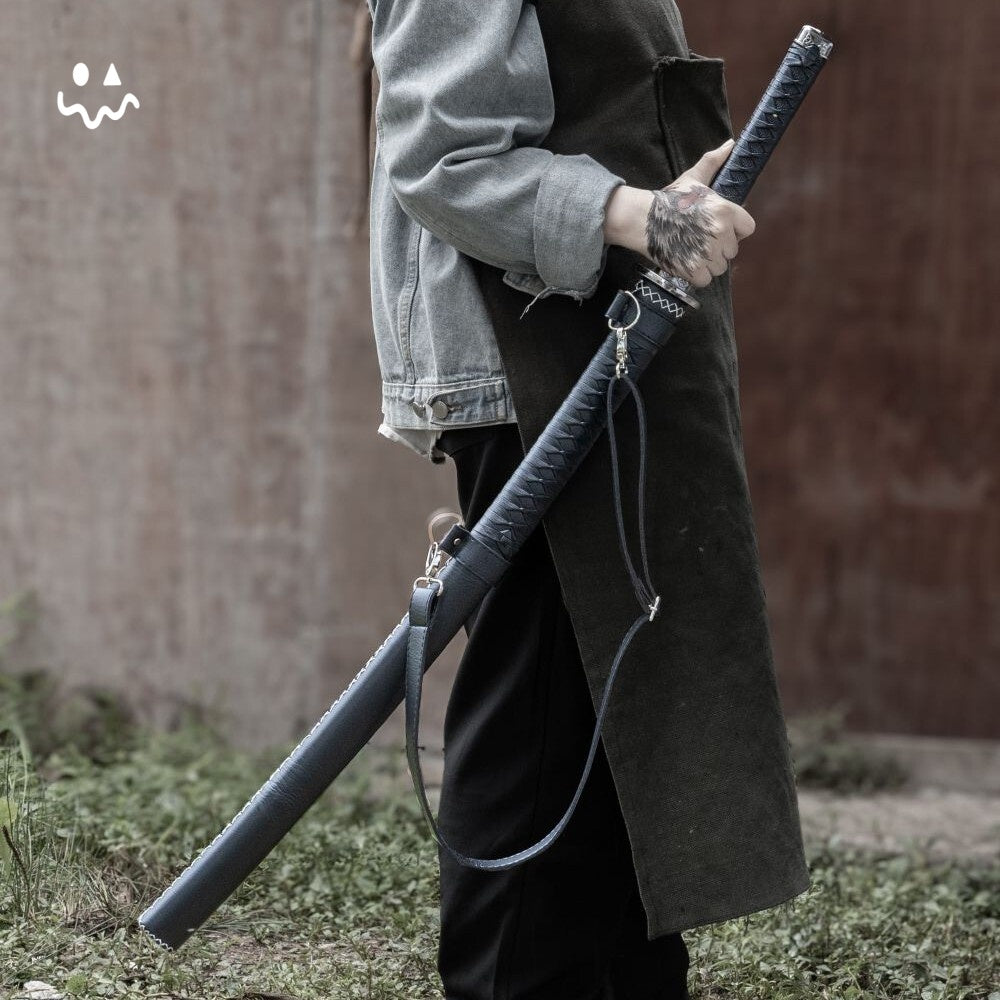 103cm/40.1" Handmade Black Katana Samurai Sword Manganese Steel Blunt Blade