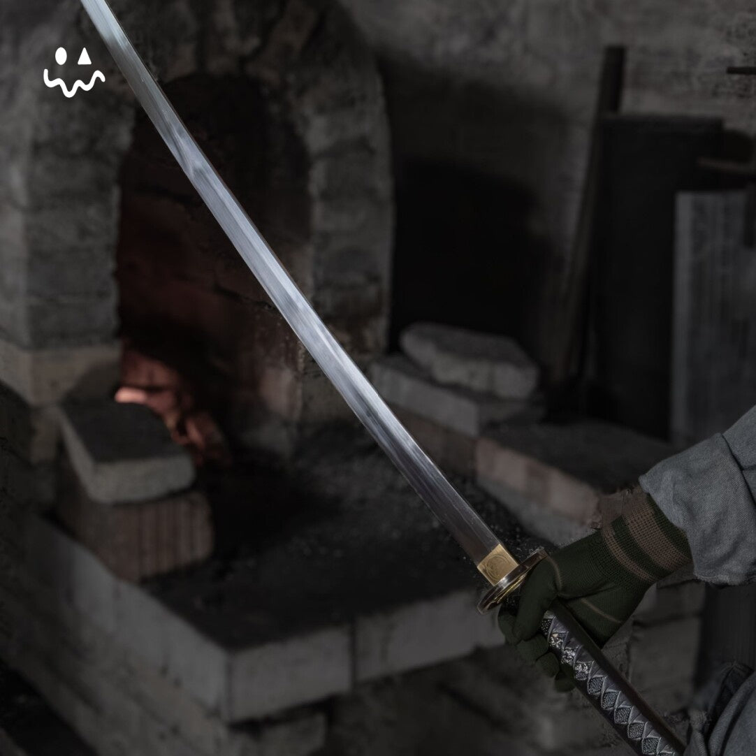 103cm/40.1" Handmade Black Katana Samurai Sword Manganese Steel Blunt Blade