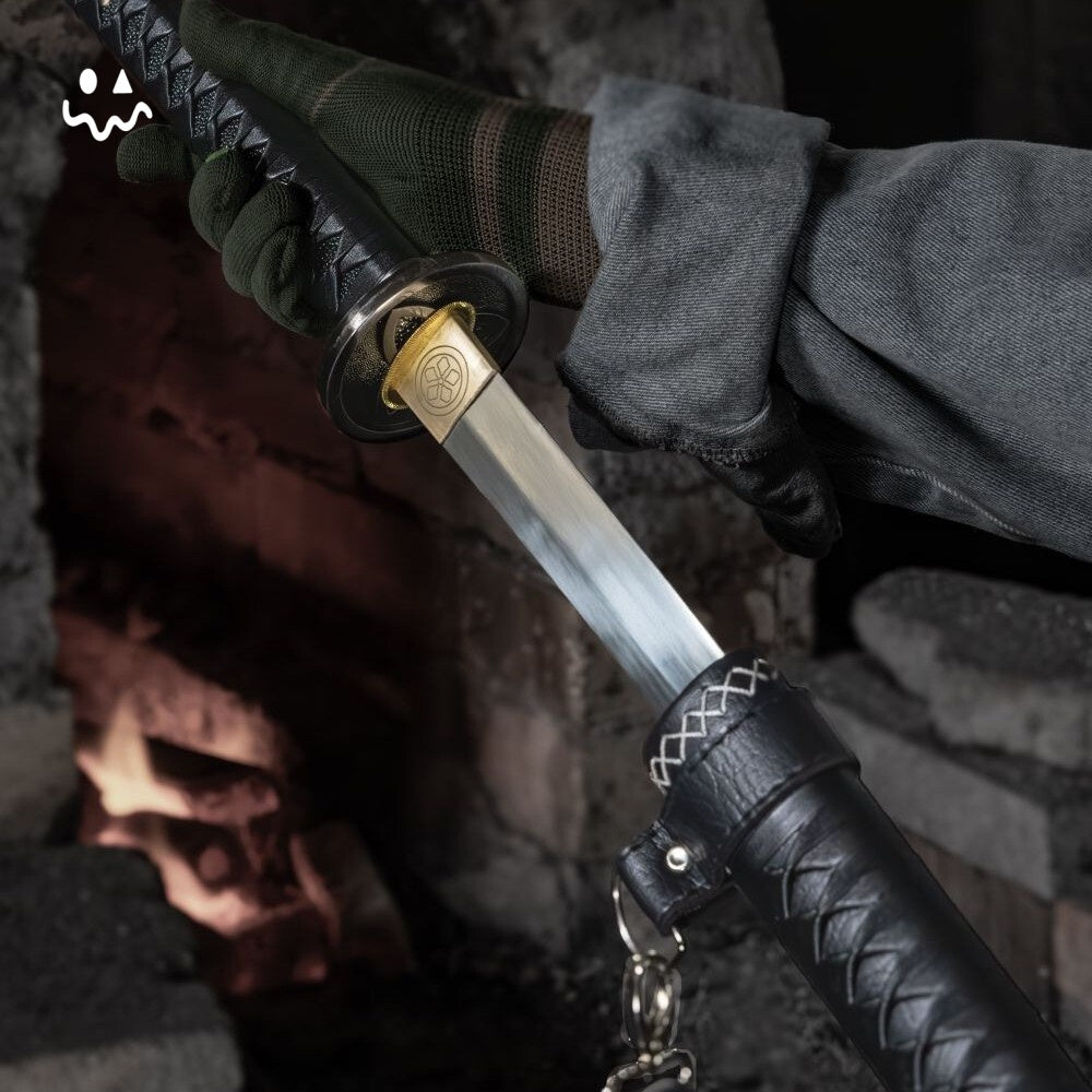 103cm/40.1" Handmade Black Katana Samurai Sword Manganese Steel Blunt Blade