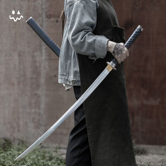 103cm/40.1" Handmade Black Katana Samurai Sword Manganese Steel Blunt Blade