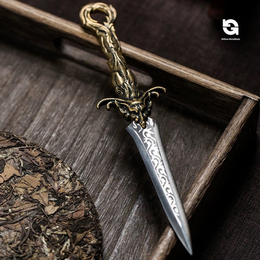 Brass Dragon Tea Knife Hand Forged Short Sword Letter Opener