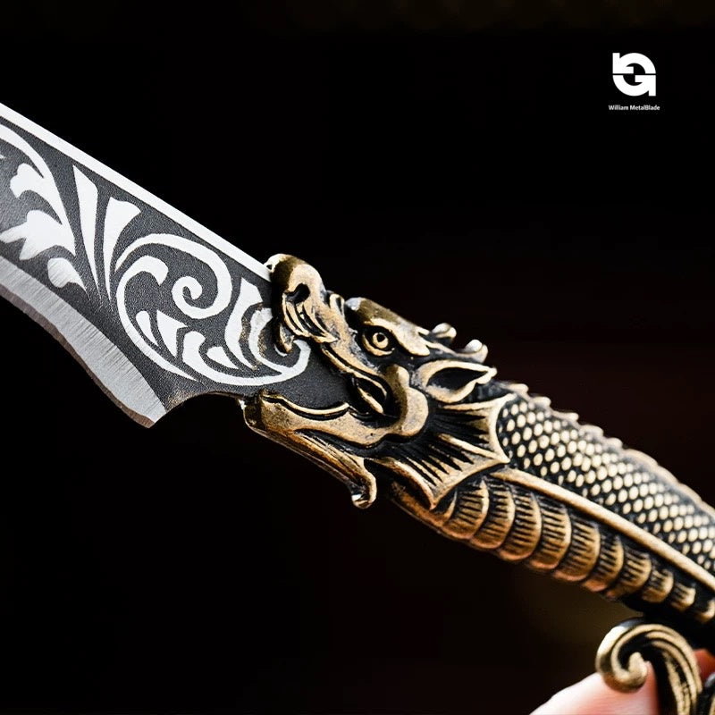 Brass Dragon Tea Knife Hand Forged Short Sword Letter Opener