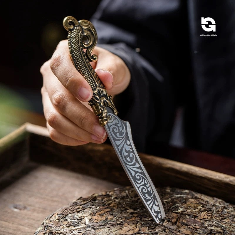 Brass Dragon Tea Knife Hand Forged Short Sword Letter Opener
