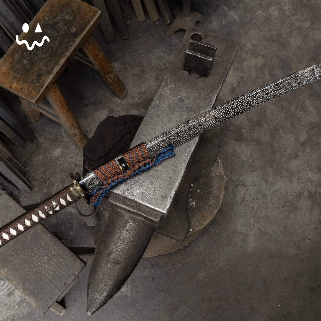 Handmade Katana Brown Cord Wrap Samurai Sword Carbon Steel Blade Display Collection Holiday Gift