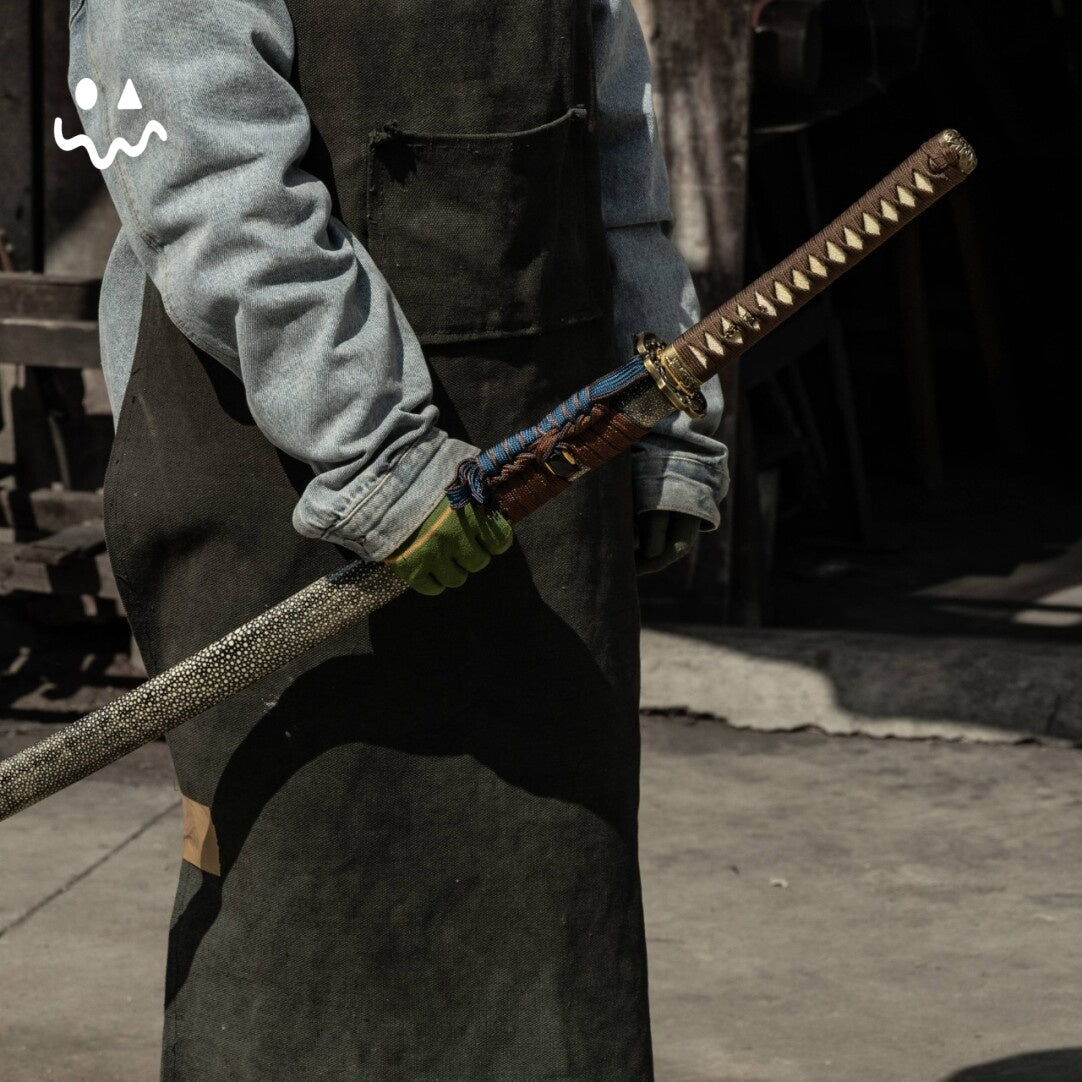 Handmade Katana Brown Cord Wrap Samurai Sword Carbon Steel Blade Display Collection Holiday Gift