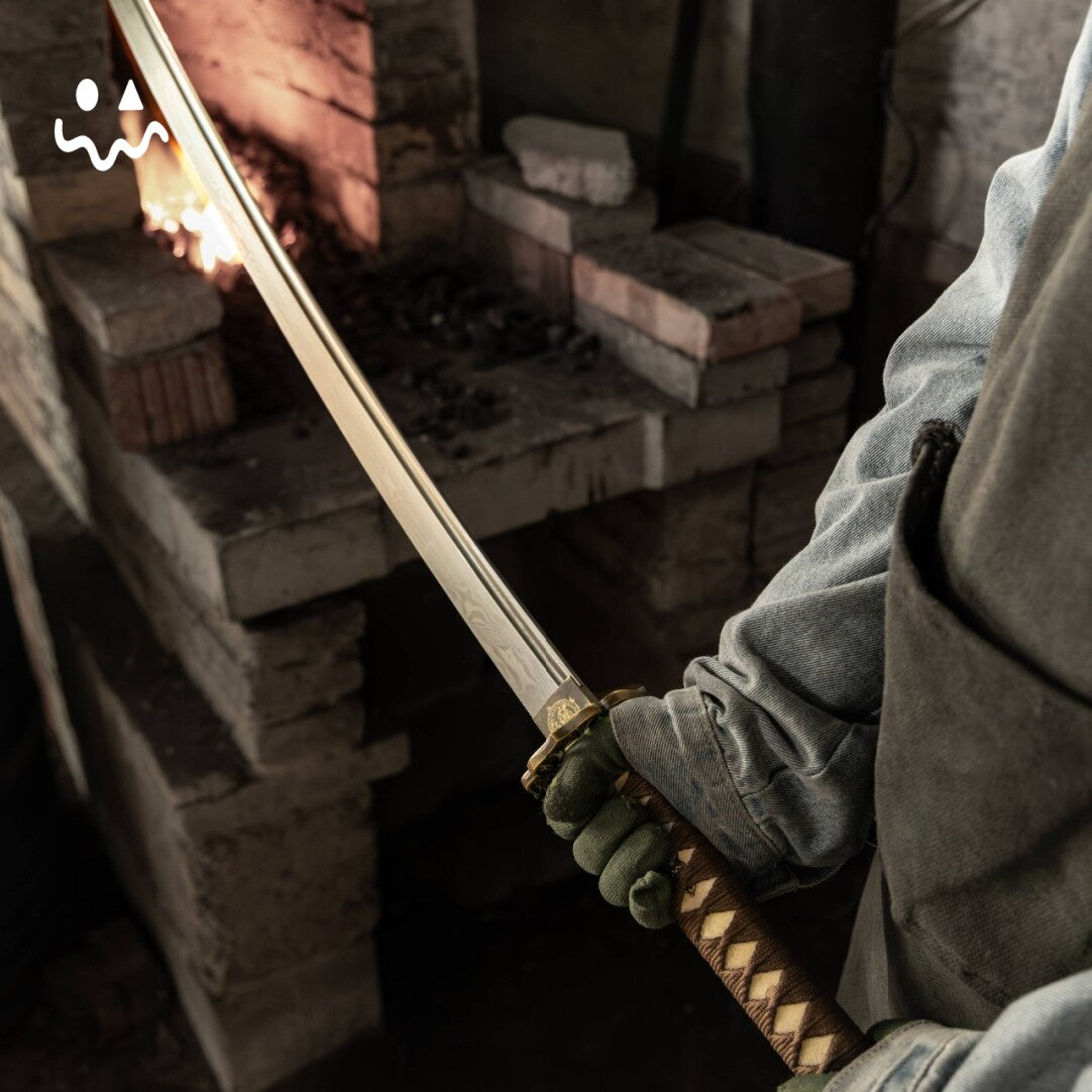 Handmade Katana Brown Cord Wrap Samurai Sword Carbon Steel Blade Display Collection Holiday Gift