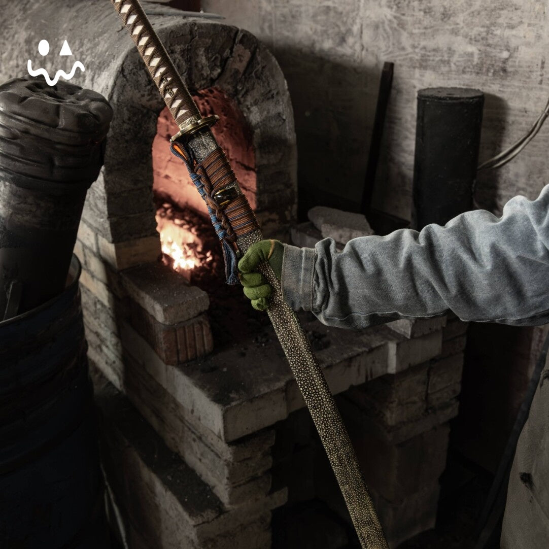 Handmade Katana Brown Cord Wrap Samurai Sword Carbon Steel Blade Display Collection Holiday Gift