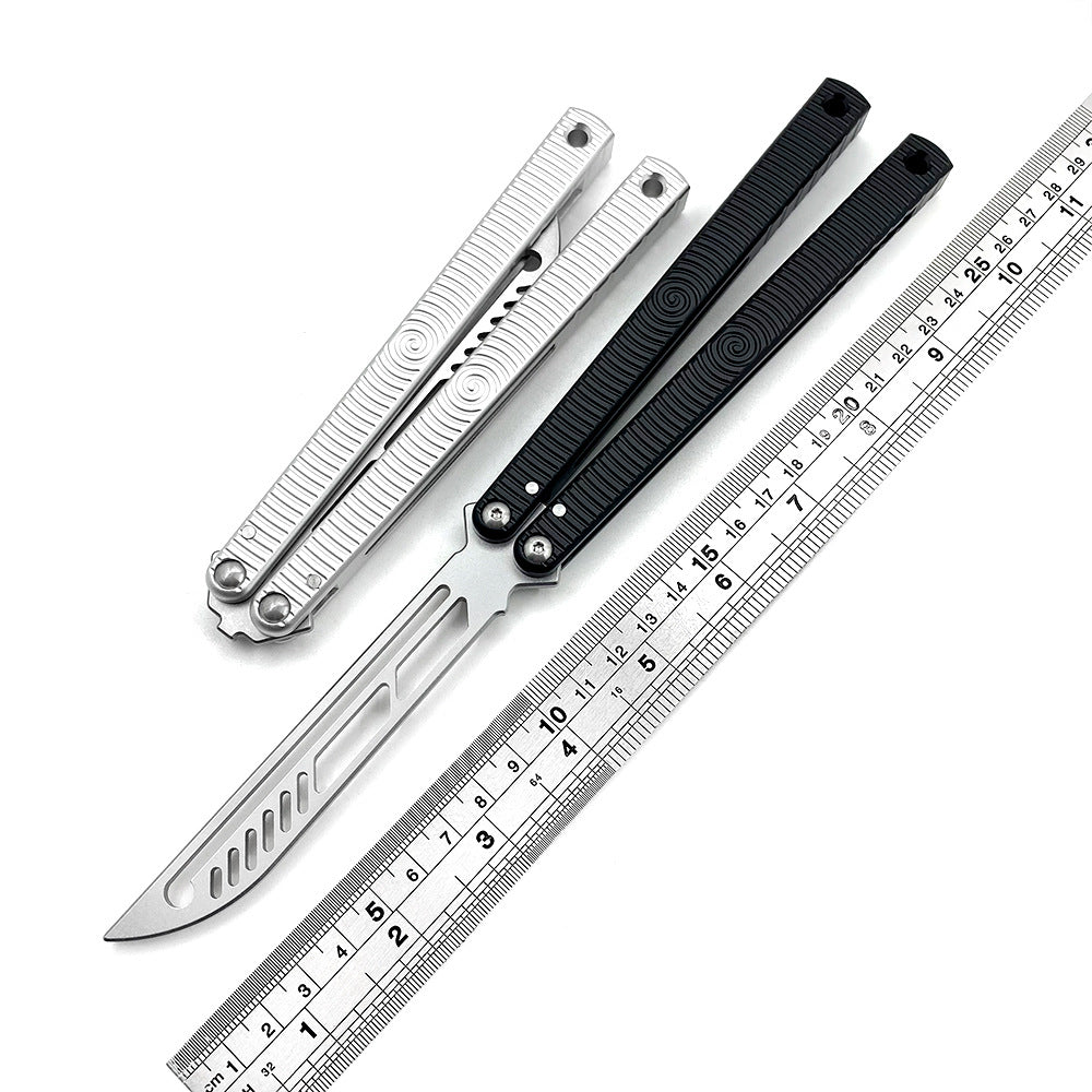 Black & Silvery CNC Cutting High-End Balisong Butterfly Trainer