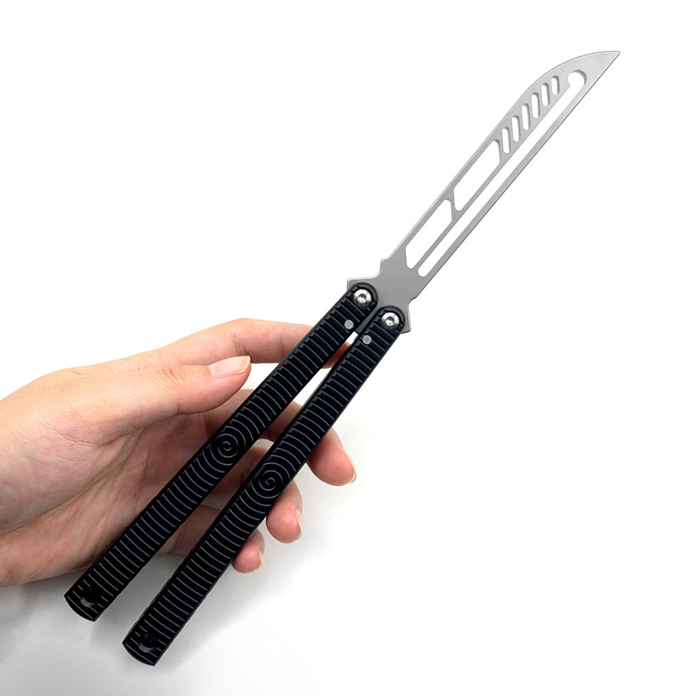 Black & Silvery CNC Cutting High-End Balisong Butterfly Trainer