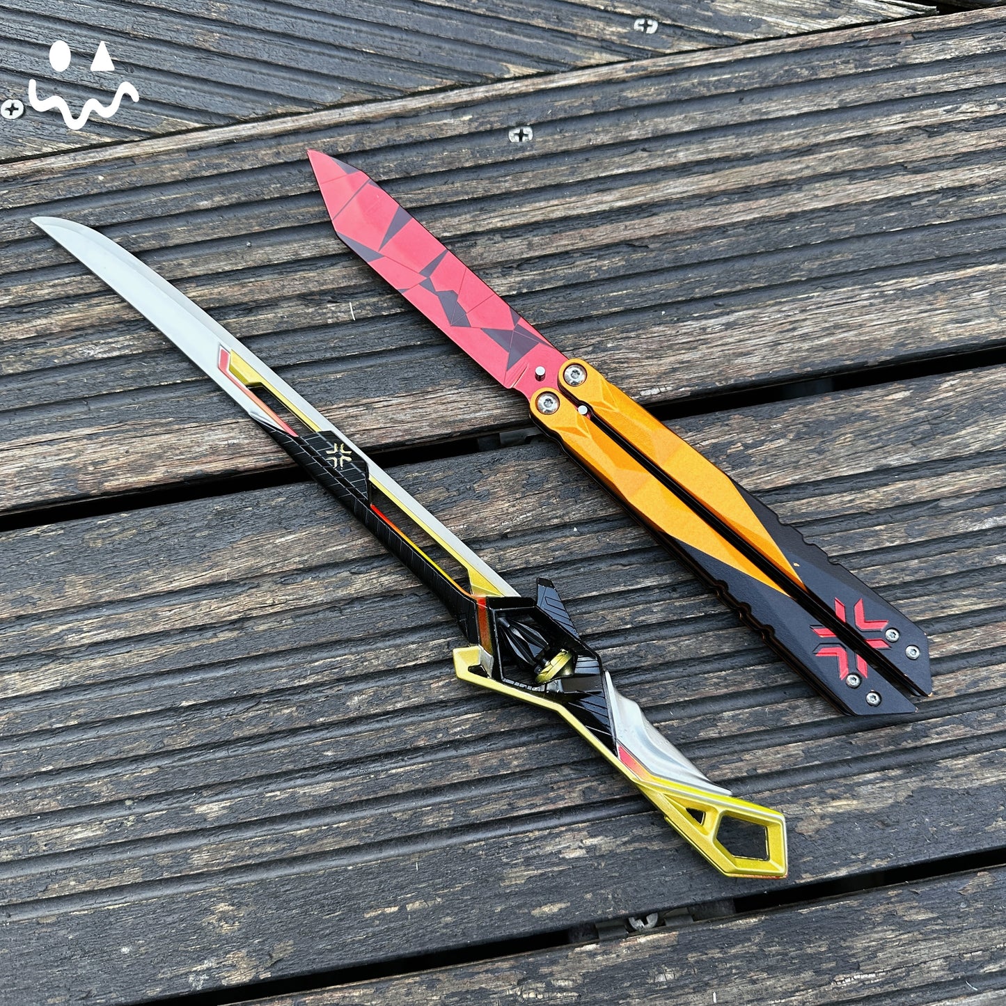 25CM/9.8 High-quality Metal Champion Knife Red Blunt Blade Trainer Cosplay Prop