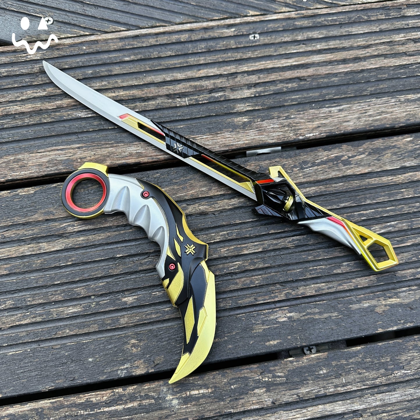 25CM/9.8 High-quality Metal Champion Knife Red Blunt Blade Trainer Cosplay Prop