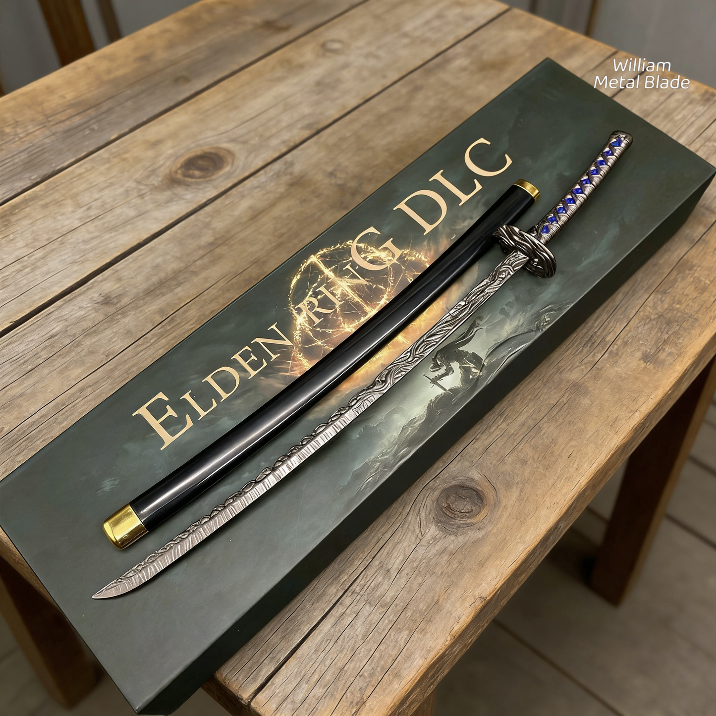 ER Star-Lined Katana Metal Replica Miniature With Gift Box