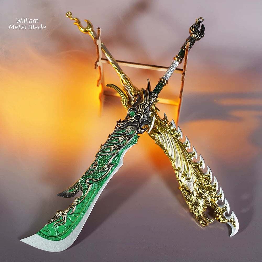 Eastern Mythical Beast Azura Dargon Golden Lion Broadsword Cool Greatsword Metal Arts