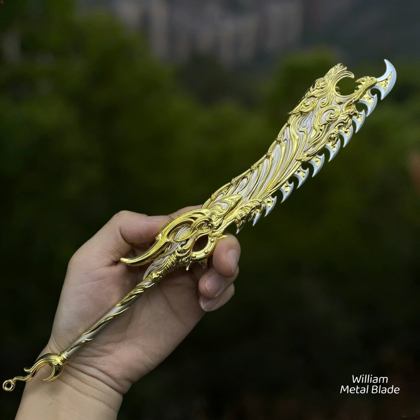 Eastern Mythical Beast Azura Dargon Golden Lion Broadsword Cool Greatsword Metal Arts