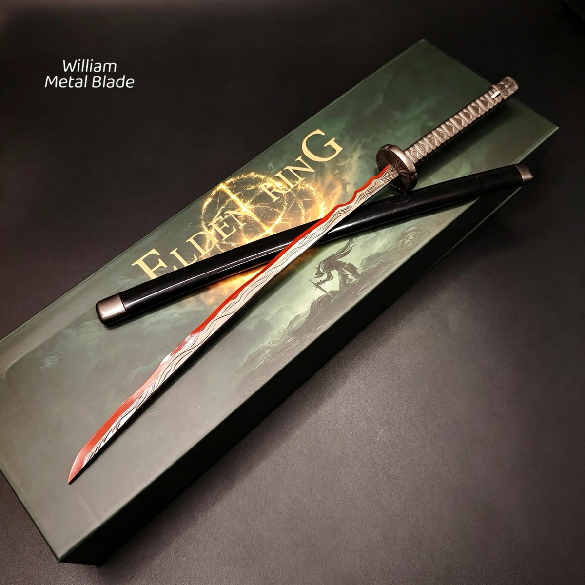 Elden Ring Rivers of Blood Katana Metal Replica Miniature With Gift Box
