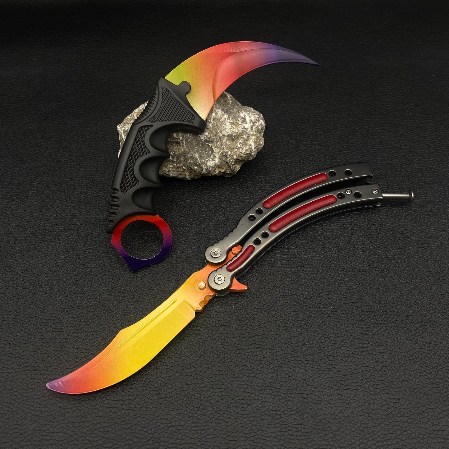 Fade Blunt Blade Karambit Trainer &amp; Balisong Geschenkbox